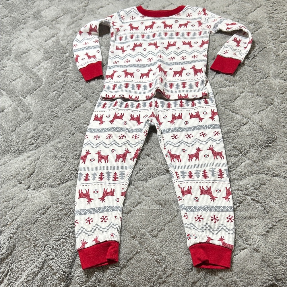 Carter's Red and White Reindeer Thermal Pajama Set